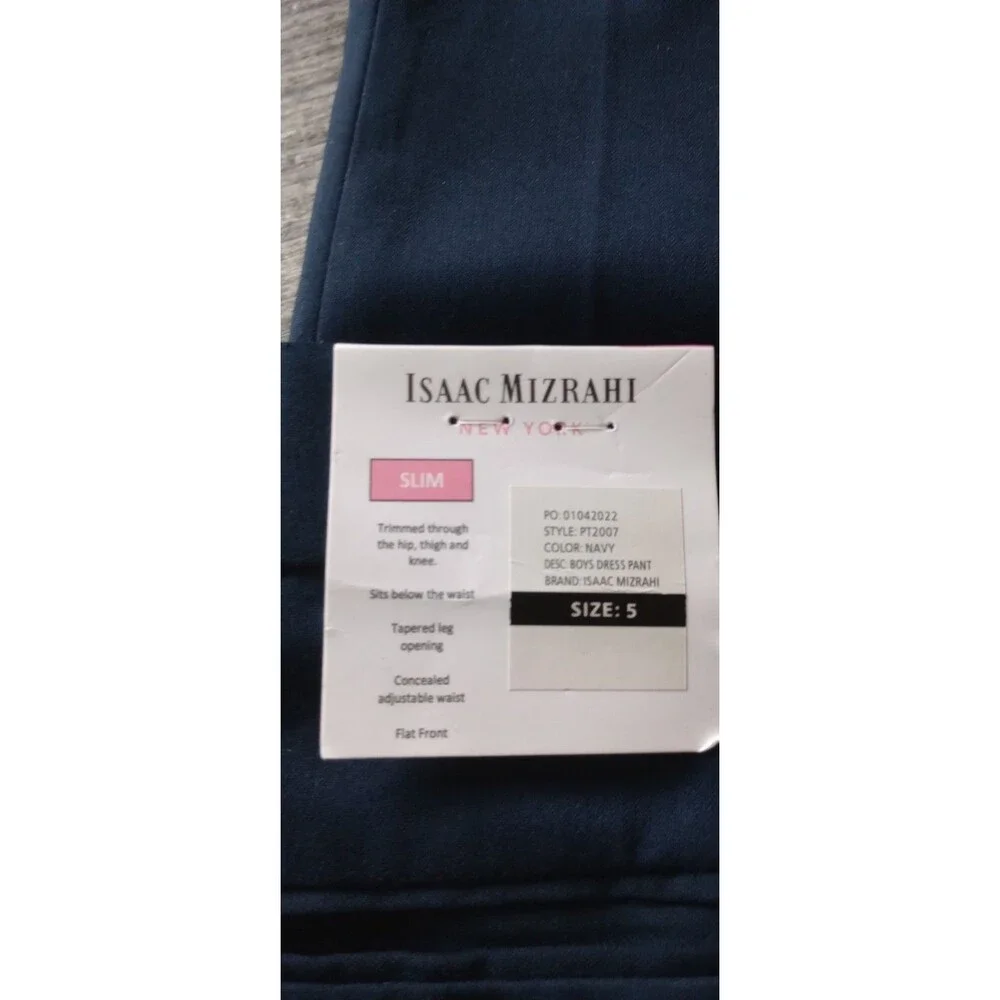 Isaac Mizrahi Boys 5 Slim Blue Tapered Leg Dress Pants, NWT